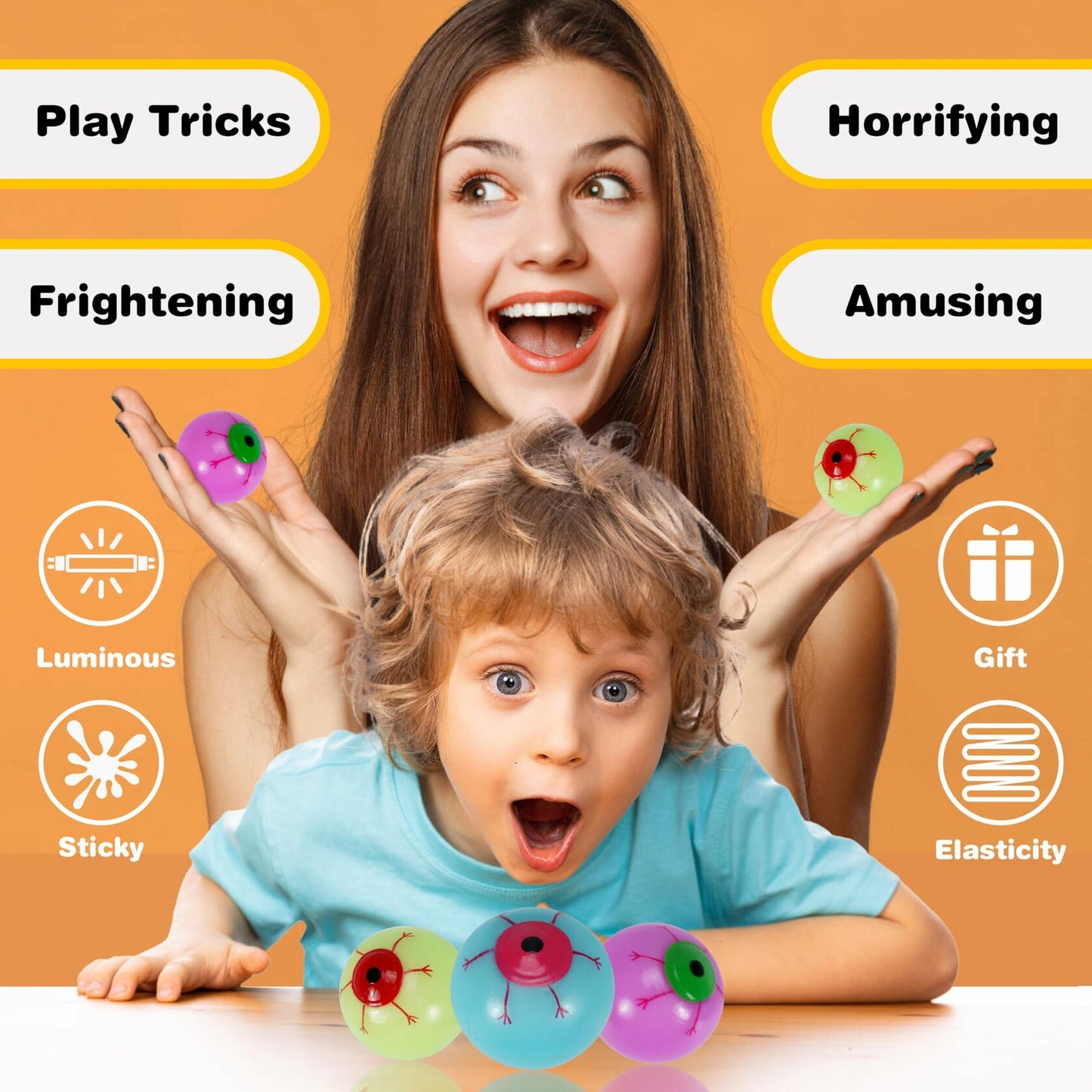 Soayone Luminous Horror Eyeballs Blue 2 Count Scary Glow Halloween