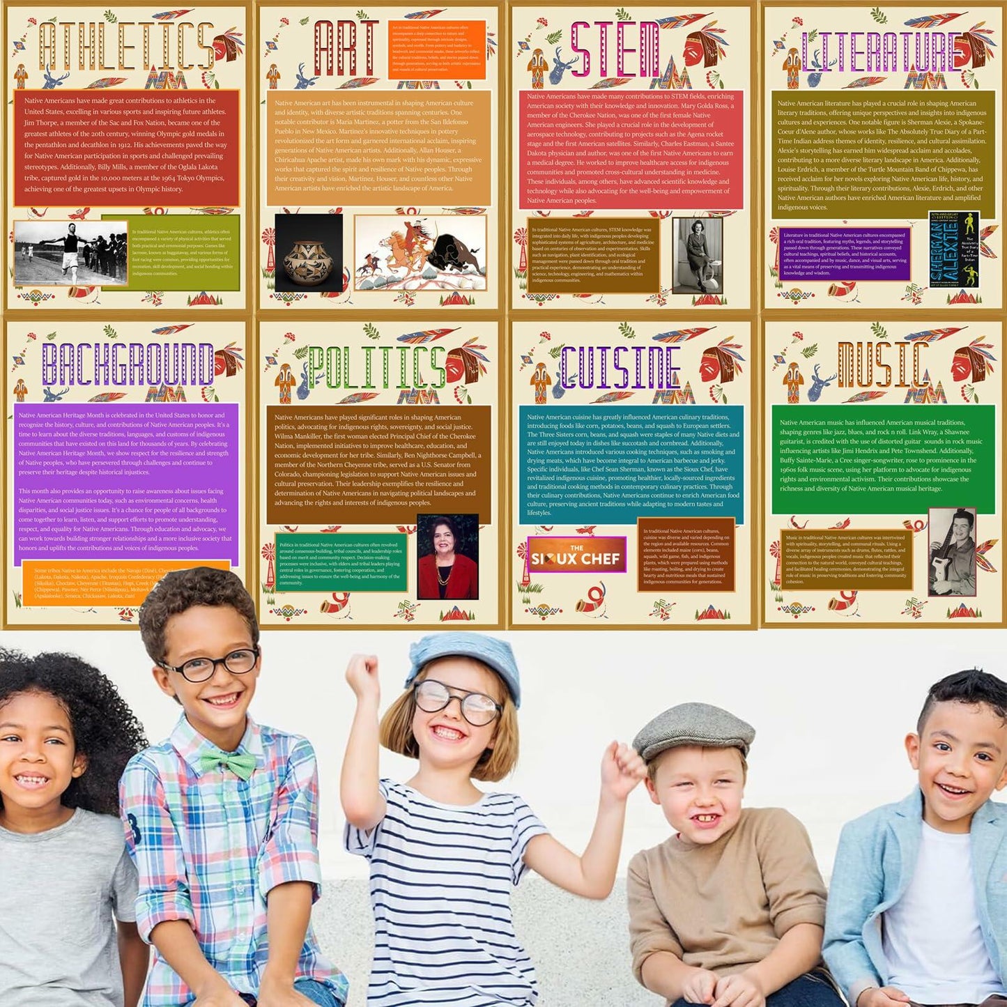 Dreamast Native American Heritage Posters Set for Classroom Decor 4-Pack