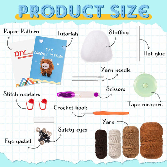 Lyrow Highland Cow Crochet Kit for Beginners with Yarn & Hook Tutorials