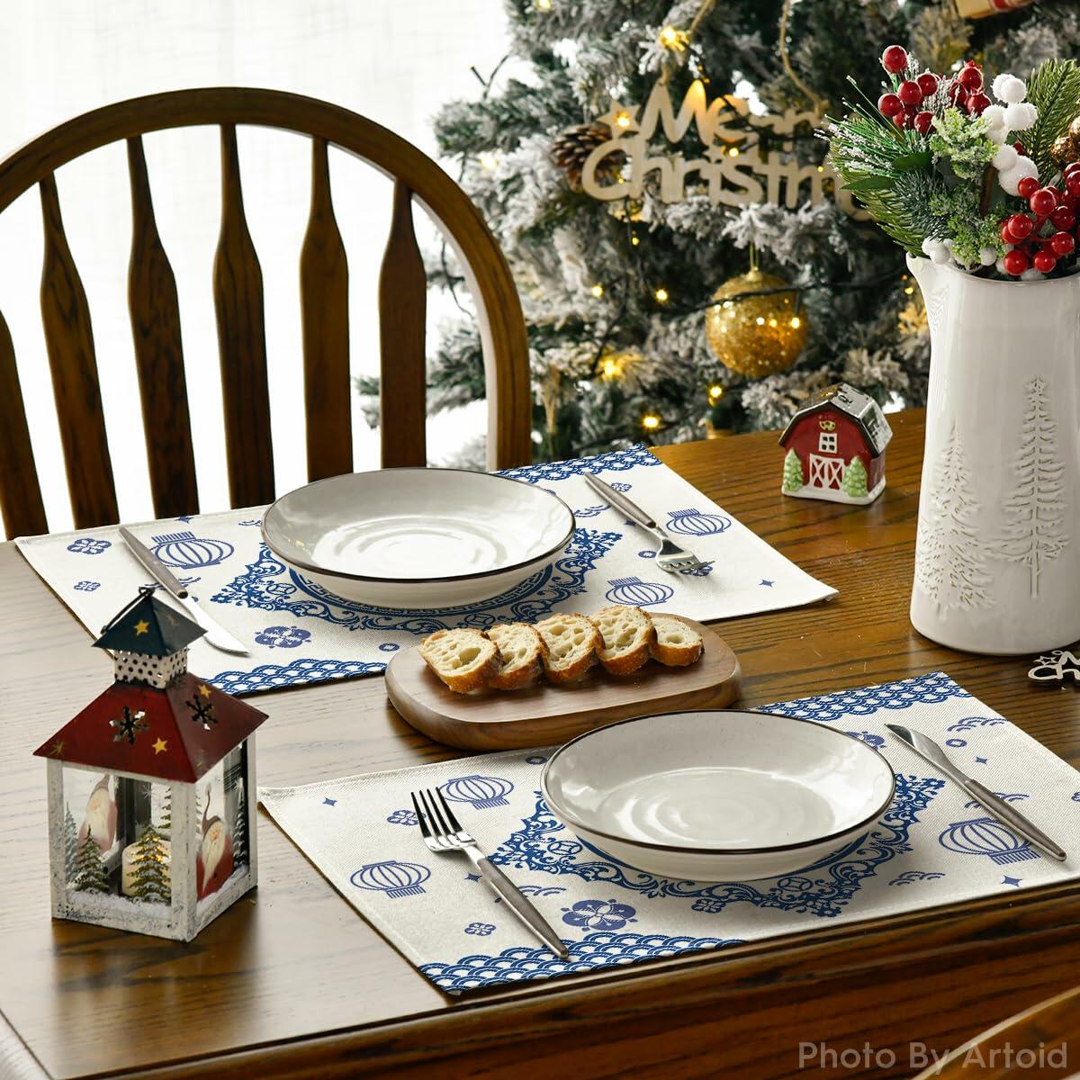 Artoid Mode Zodiac Snake Lantern Red Round Placemats 14in Set of 4