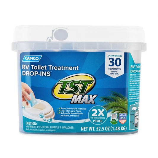 Camco TST MAX RV Toilet Treatment Drop-Ins Ocean Breeze Scent 30-Pack