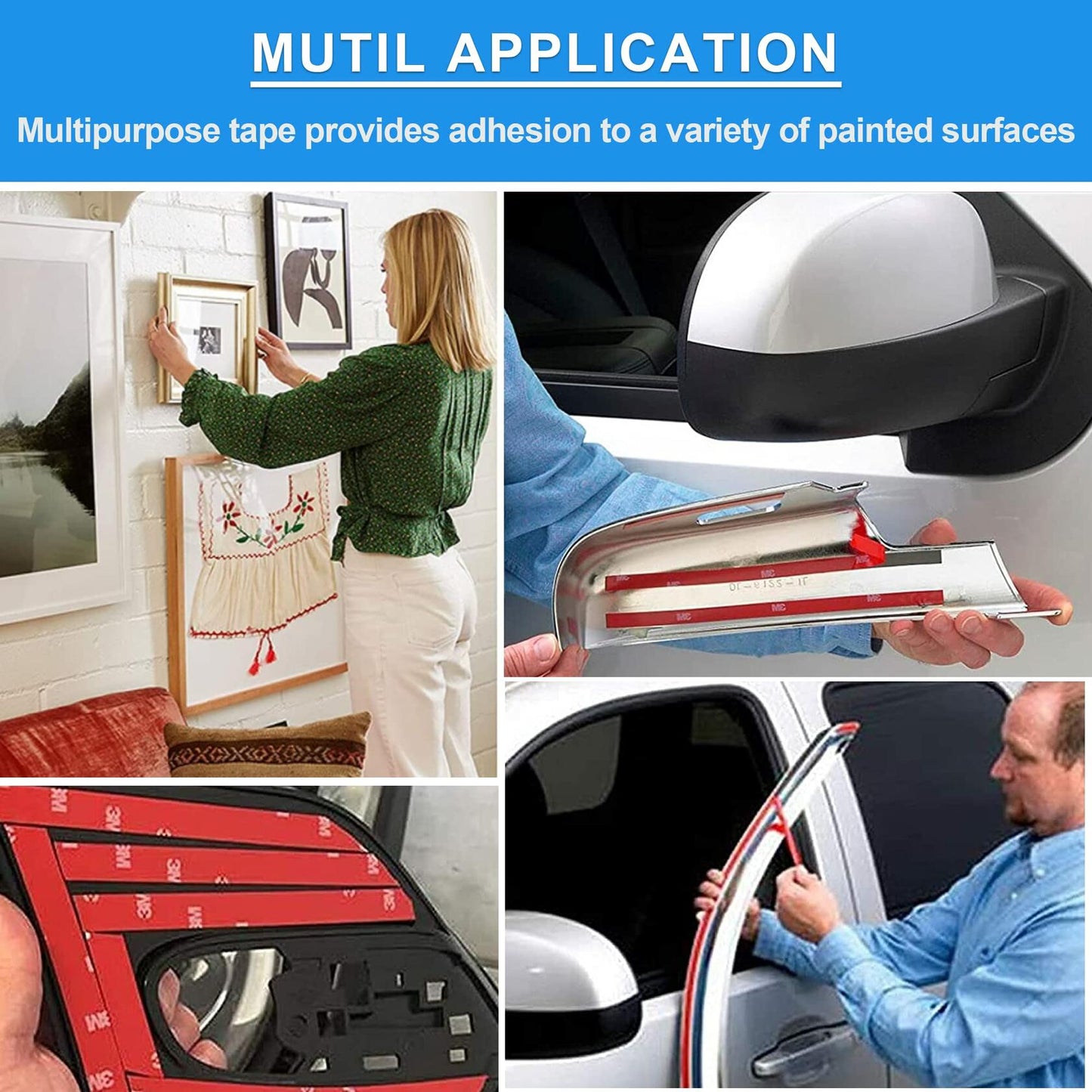 3M Double Sided Heavy Duty Tape 36.5FT x 0.4 Inch Waterproof for Car Home Office