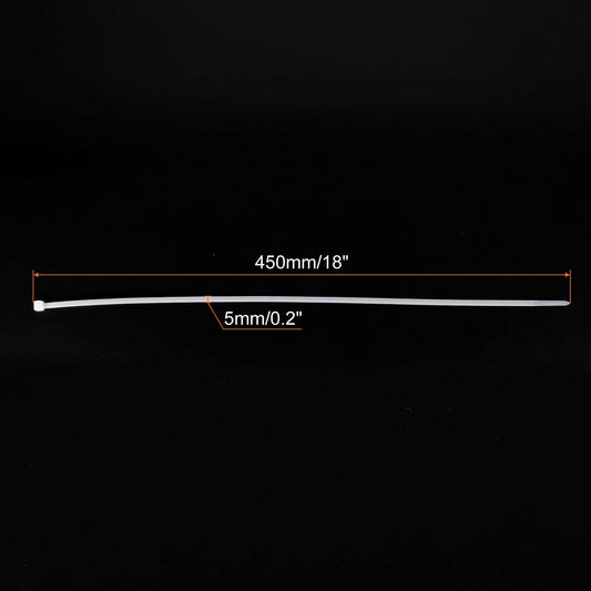 MECCANIXITY 3/16x18in Nylon Cable Zip Ties Self-Locking White 100pcs