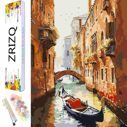 ZRIZQ Paint by Number Kit for Adults 12x16 Canvas City Colorful Box
