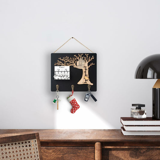 Wooden Reusable Perpetual Calendar with Hooks Home Decor Holiday Gift