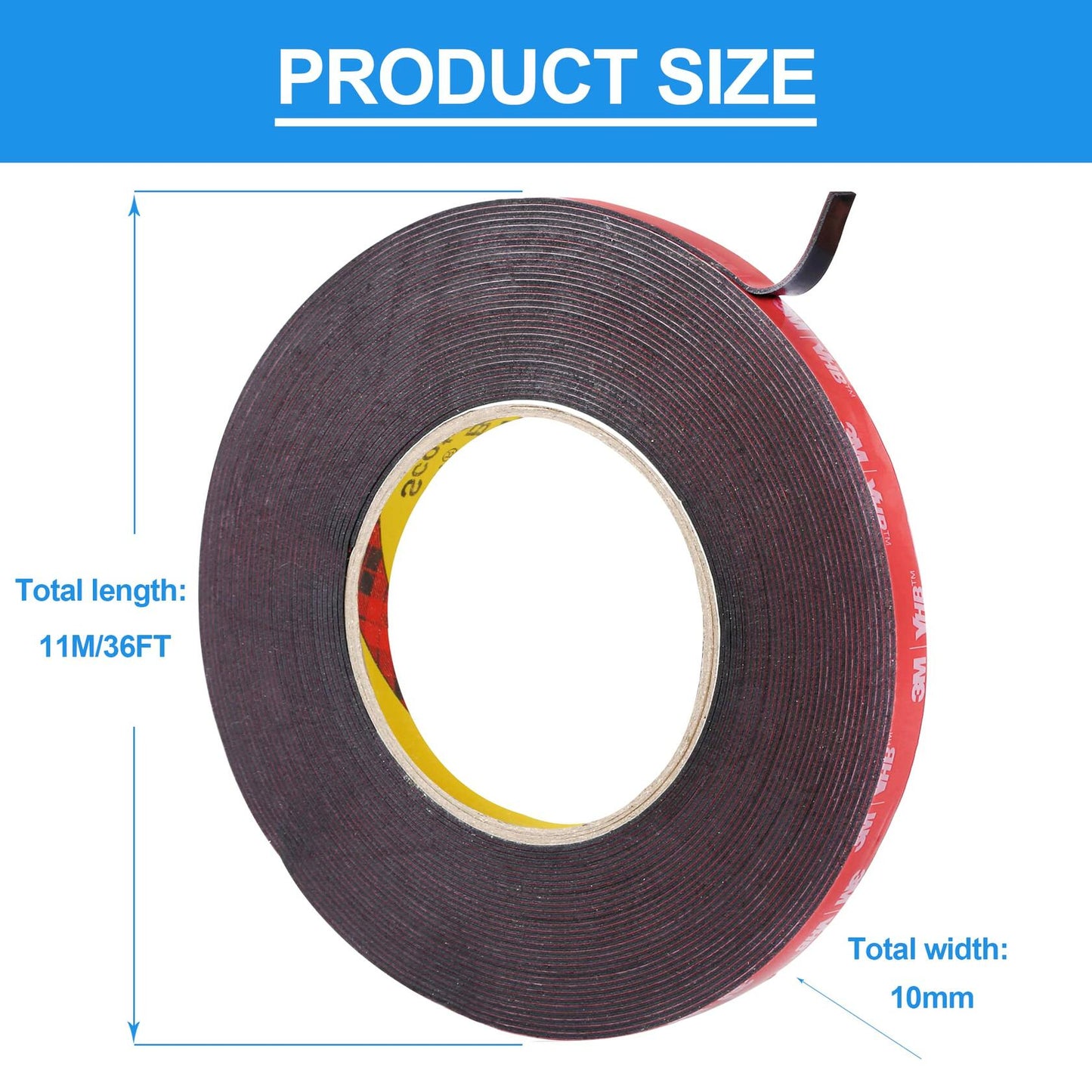 3M Double Sided Heavy Duty Tape 36.5FT x 0.4 Inch Waterproof for Car Home Office