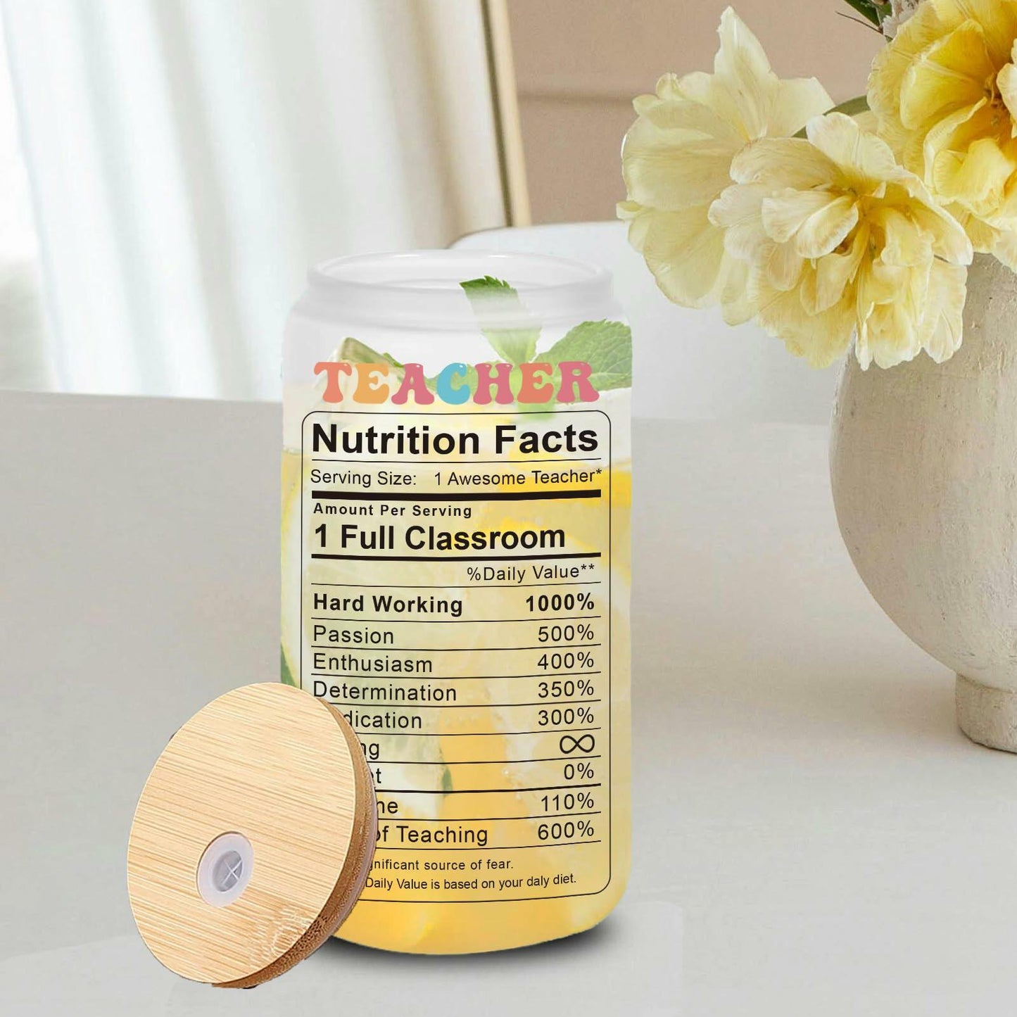 KIKUHE Teacher Gifts Glass Cup 16 Oz Clear - Teacher Appreciation Gift