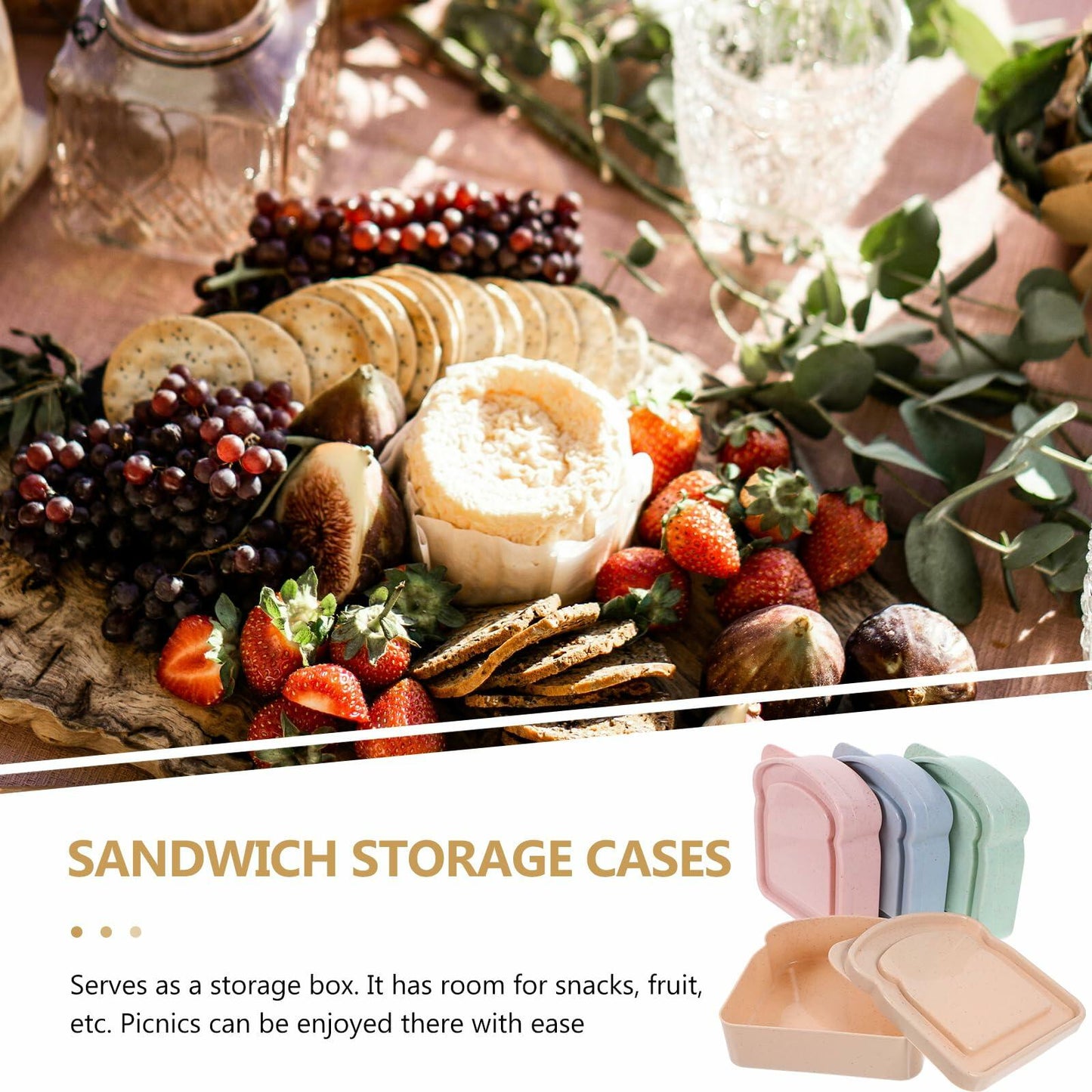 ABOOFAN 4pcs Plastic Toast Shape Sandwich Containers with Lid Food Storage