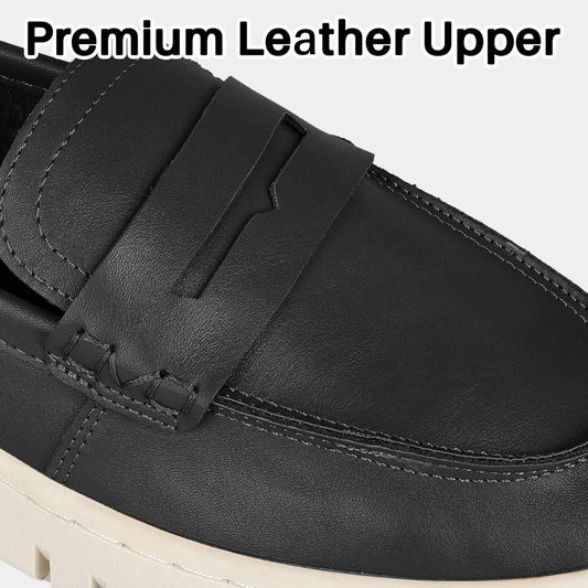 AIZIYOO Women's Leather Loafers Flats Slip-ons Black Size US 8.5-9