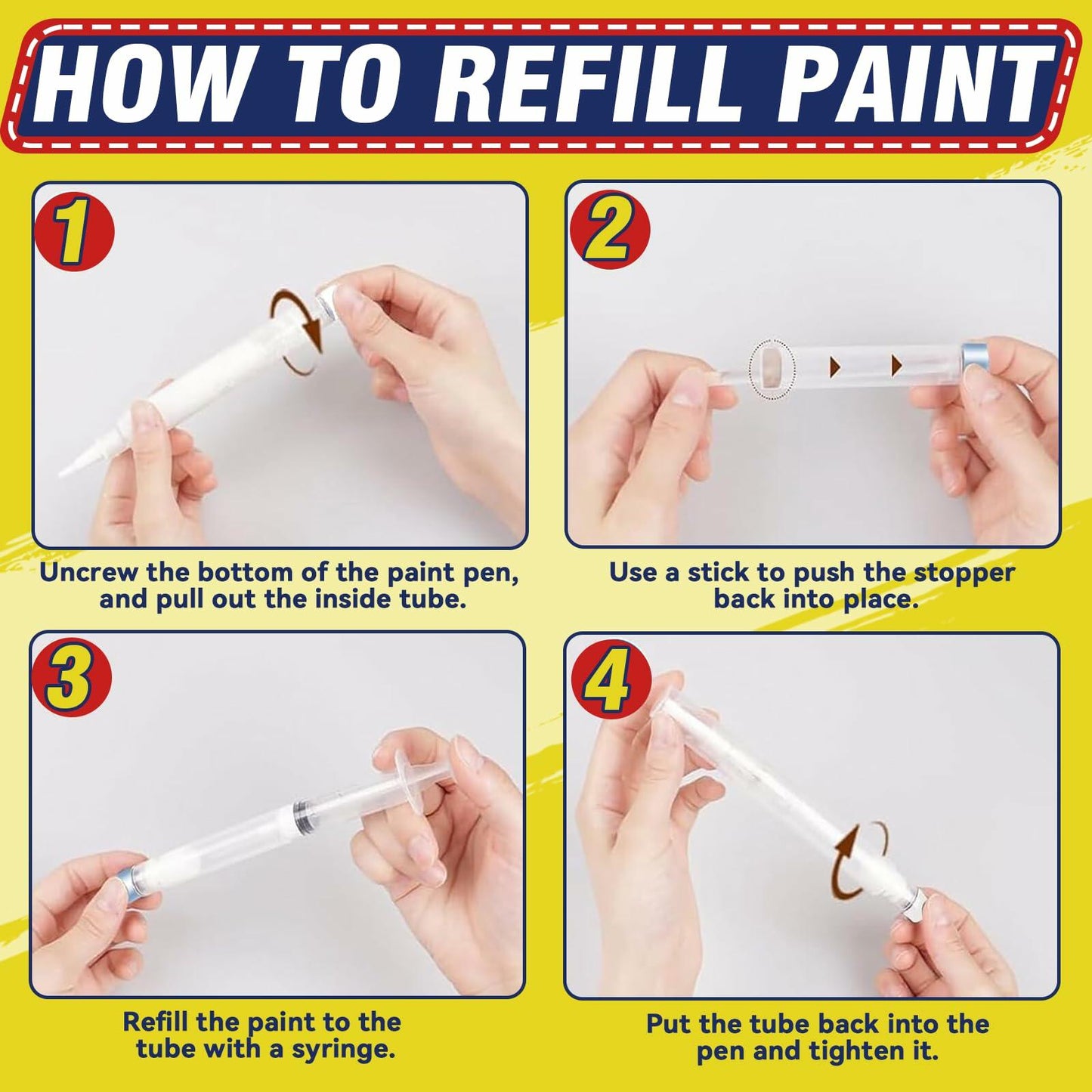 Galitoon Touch Up Paint Pens 4 Pack White Fine Tip Refillable Precision