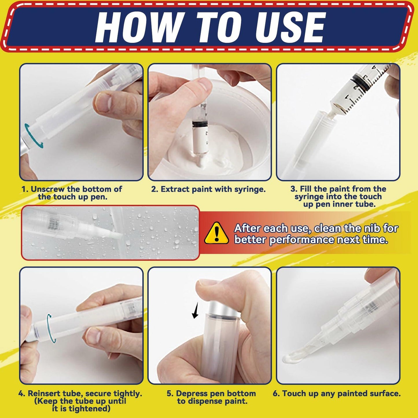 Galitoon Touch Up Paint Pens 4 Pack White Fine Tip Refillable Precision