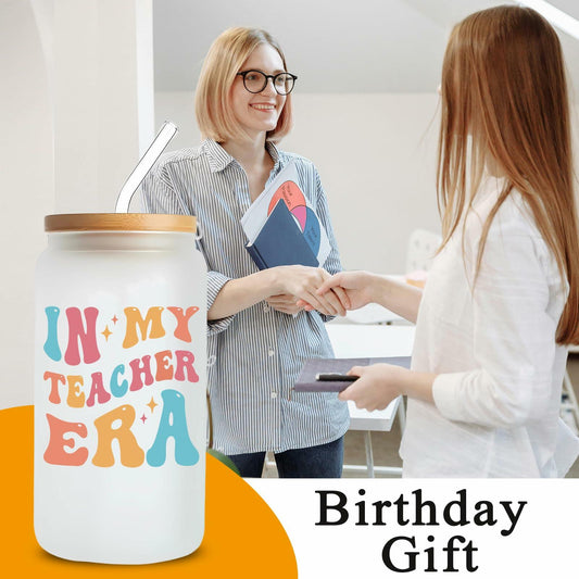 KIKUHE Teacher Gifts Glass Cup 16 Oz Clear - Teacher Appreciation Gift