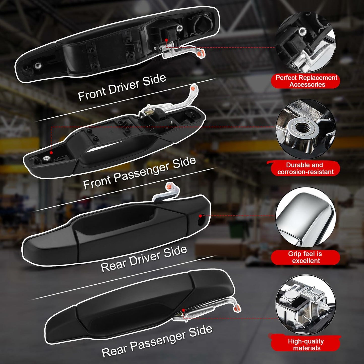 Chapoz Chrome Door Handles for 2007-2014 Cadillac Escalade GMC Yukon 4PCS