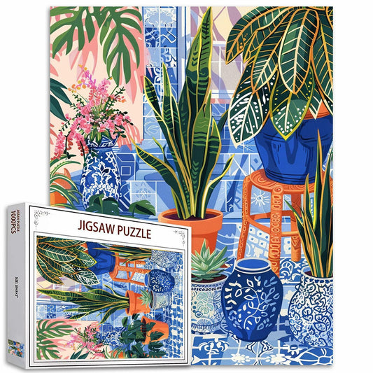 Colorful Scenery Flowers Jigsaw Puzzle 1000 Pieces Vintage Car Art