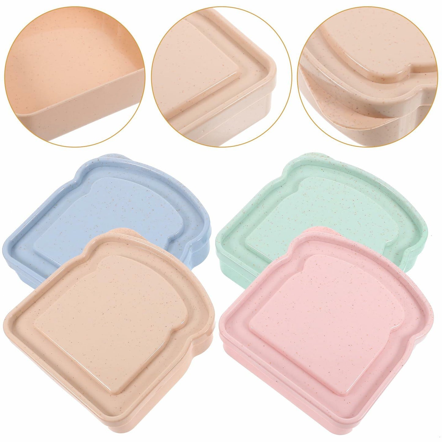 ABOOFAN 4pcs Plastic Toast Shape Sandwich Containers with Lid Food Storage
