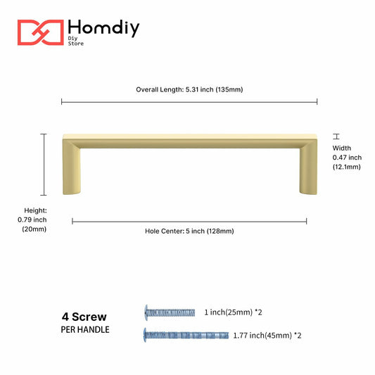 homdiy 10Pack 5in Matte Black Cabinet Handles 128mm Hole Centers