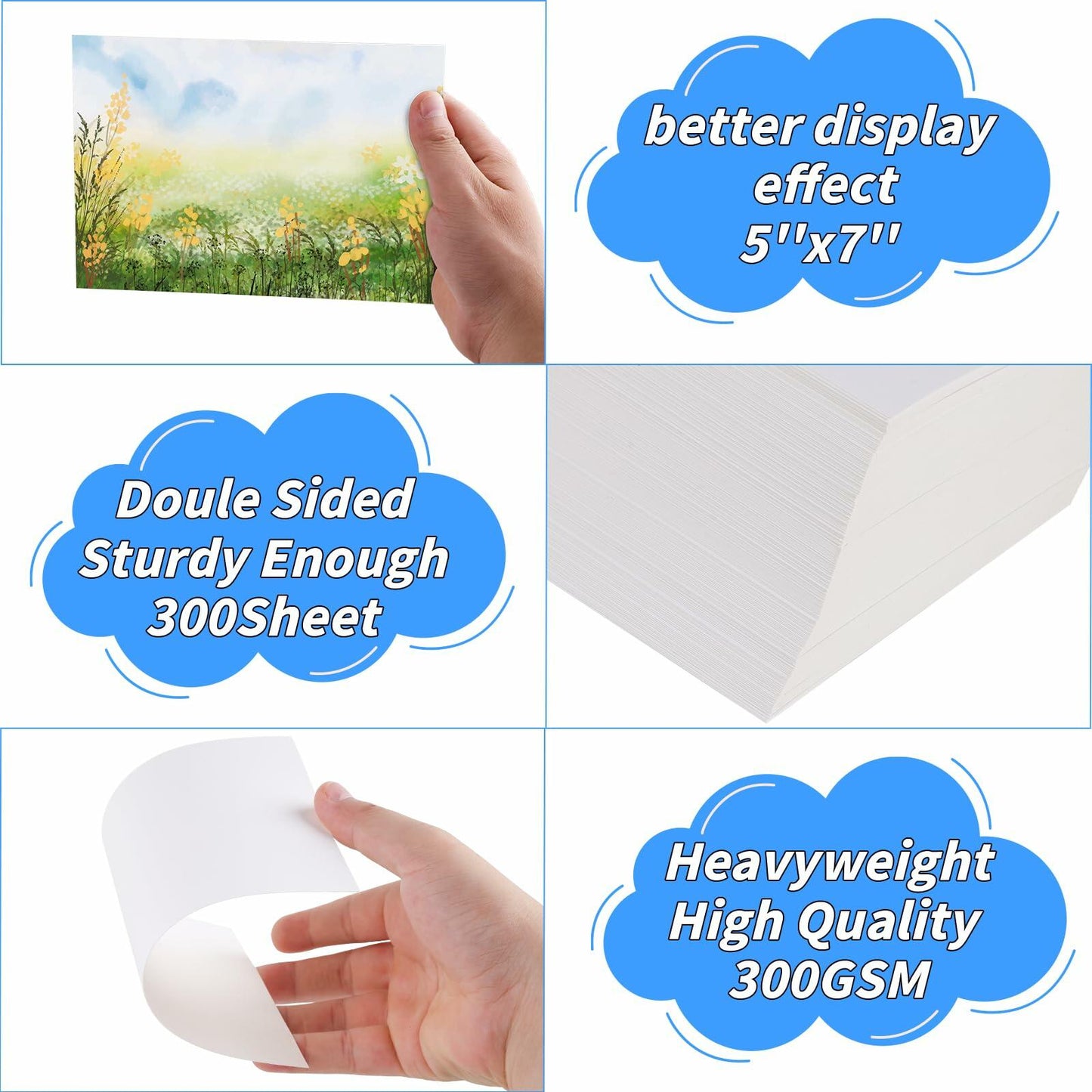 Invitation Cream Cardstock 300 Sheets 300GSM 5x7 inch Painting & Craft Paper