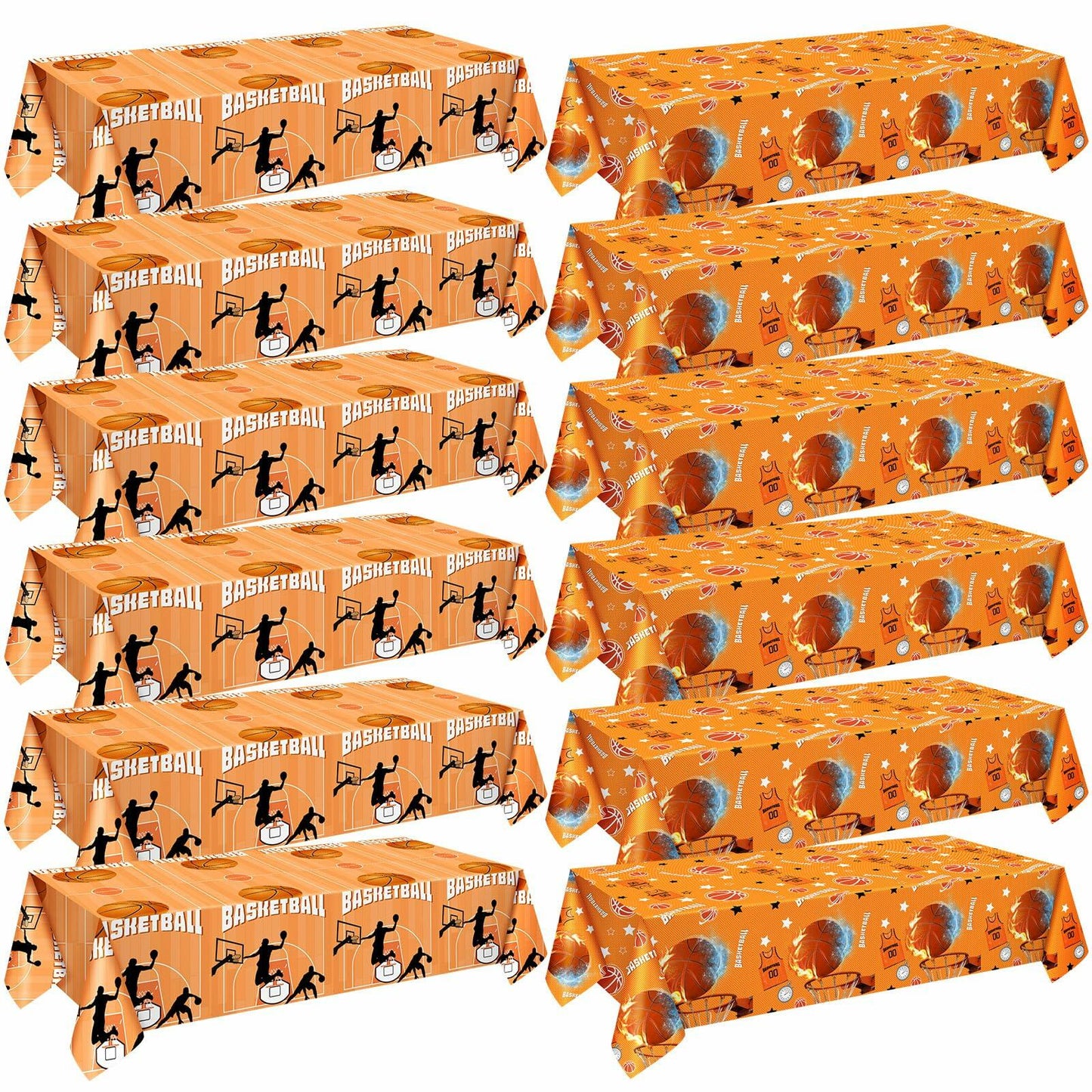 Mindsoft Basketball Tablecloths Disposable Plastic 54x108 Inches 12 Pcs