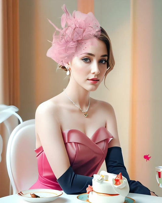 Unpifolov Fascinators Flower Mesh Feathers Headwear Light Purple