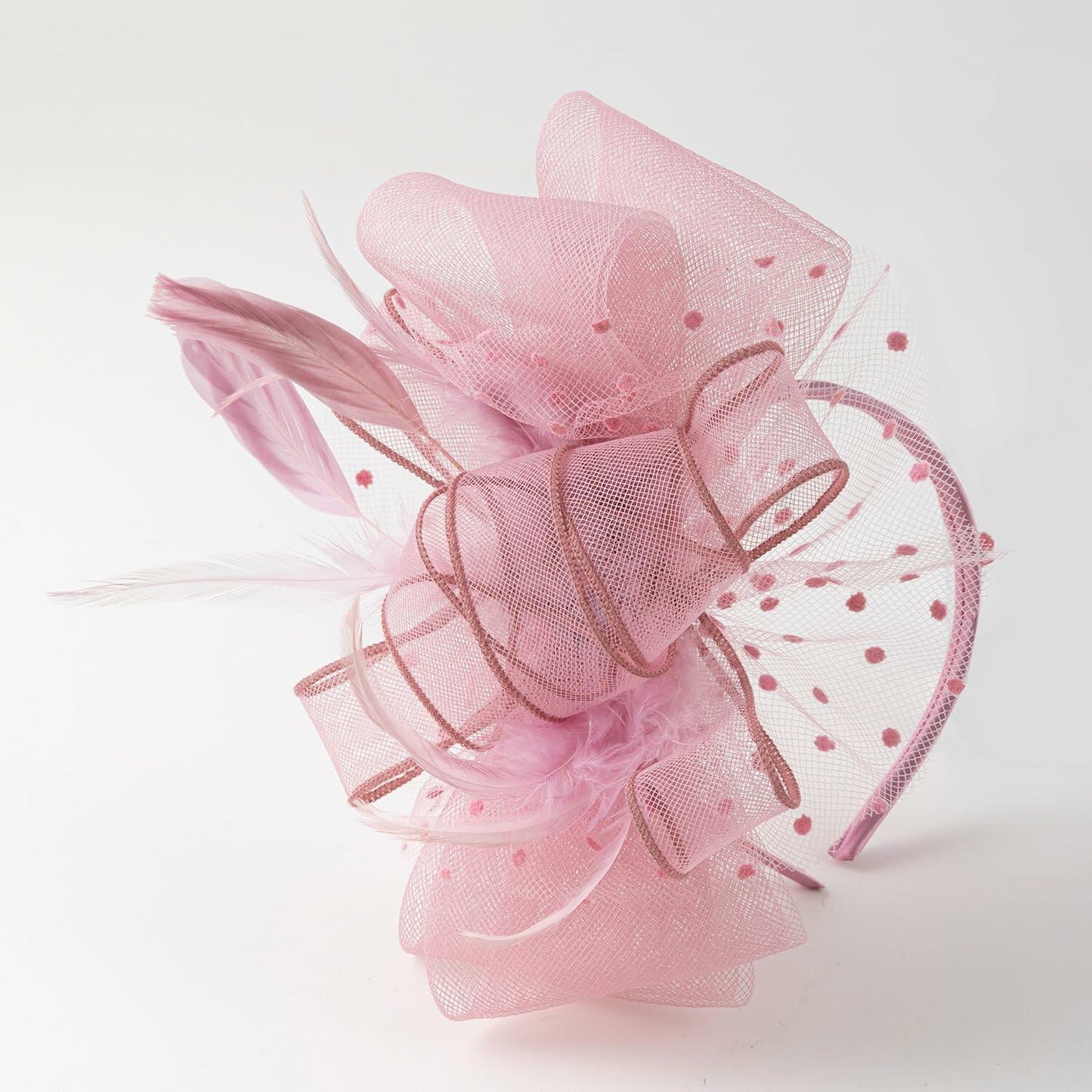 Unpifolov Fascinators Flower Mesh Feathers Headwear Light Purple