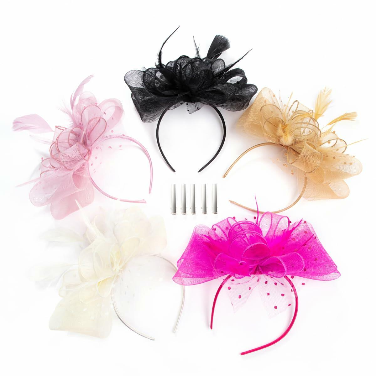 Unpifolov Fascinators Flower Mesh Feathers Headwear Light Purple