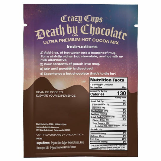 BestBy10/26 Crazy Cups Ultra Premium Organic Vegan Hot Chocolate Mix 20 Pack