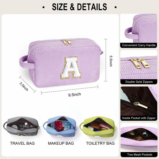 YOOLIFE Monogram Make Up Bag Birthday Gift for Women Girls Gray