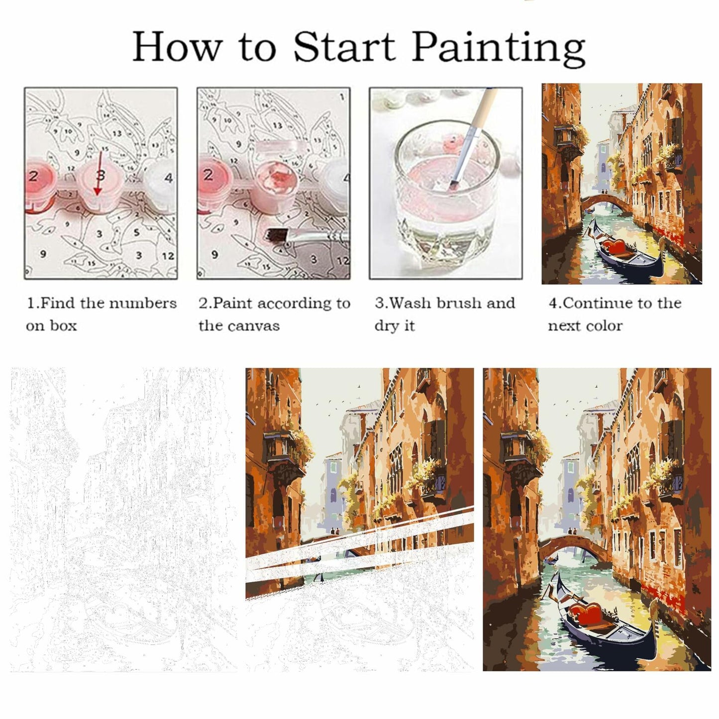 ZRIZQ Paint by Number Kit for Adults 12x16 Canvas City Colorful Box