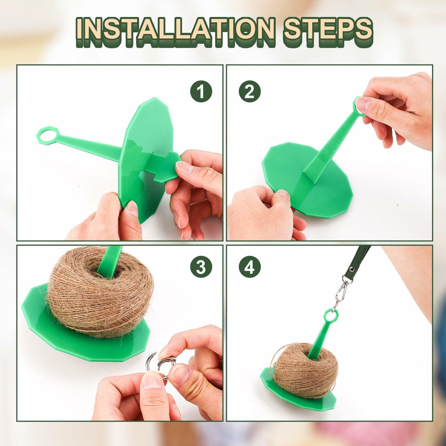 Portable Wrist Yarn Holder Leather Band Acrylic Stand Dark Green