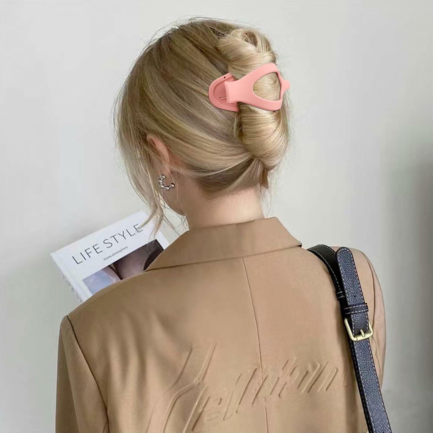 Velscrun Alligator Hair Clips Large Matte Pink 4Pcs Thick Thin Hair