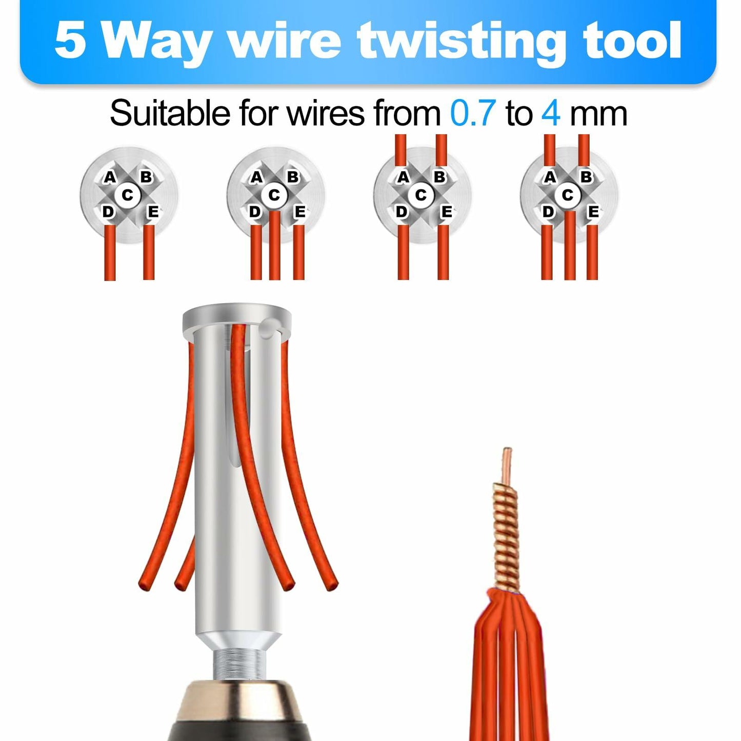 Bvdfgk Wire Twisting Tool for Drill 3Pcs 3 Way 5 Way Electric Cord Stripper