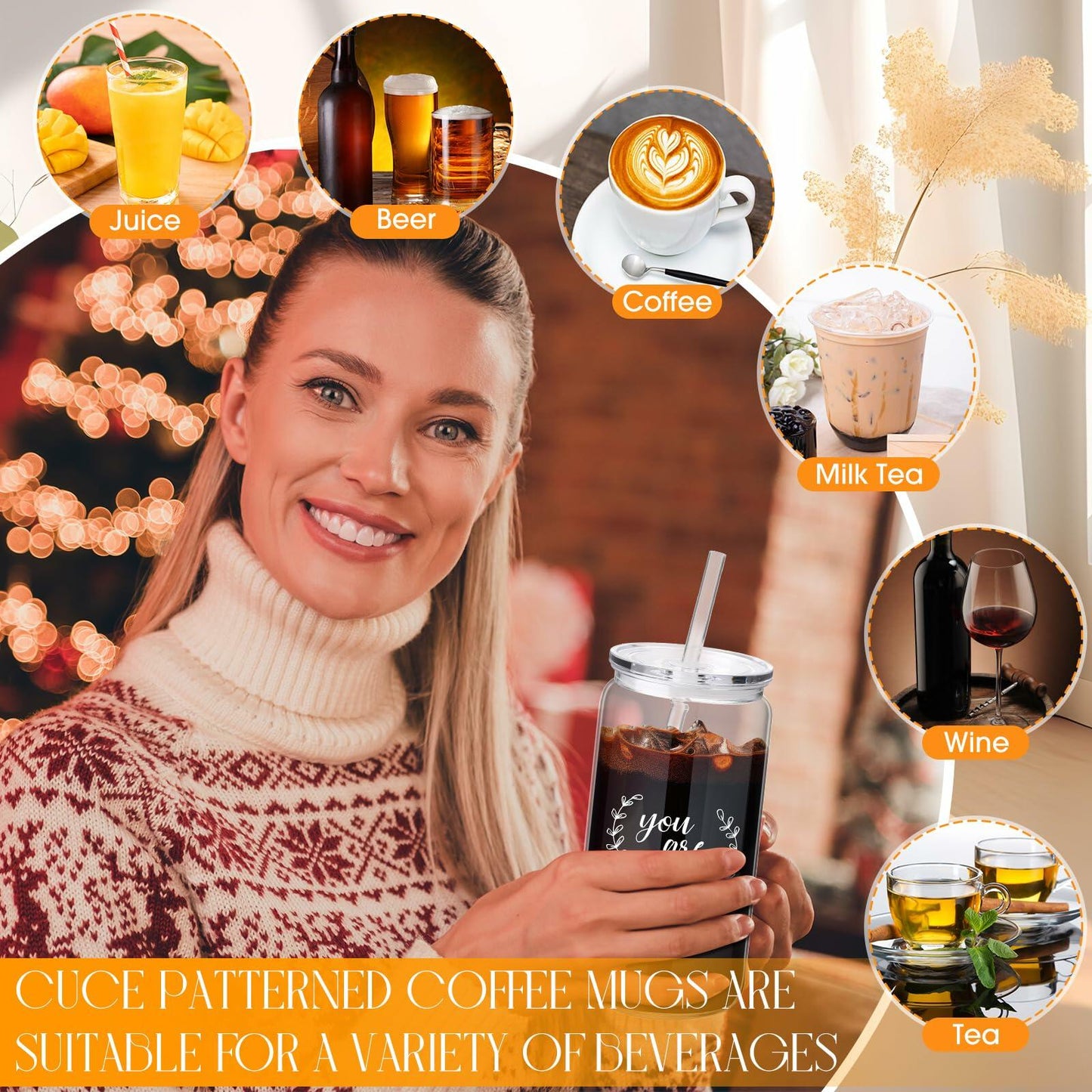Yetene 6 Pcs 16oz Reusable Plastic Coffee Cups with Lid & Straw Praise