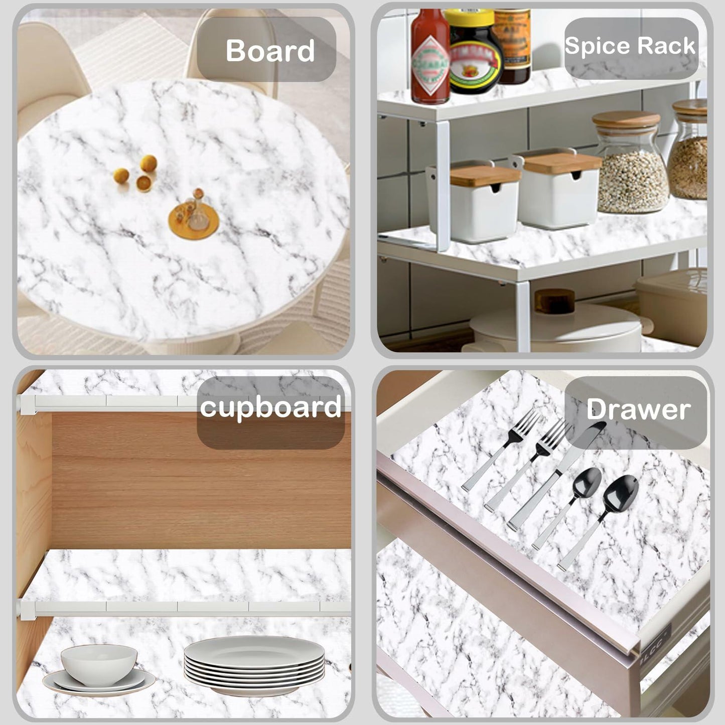 NCANBUS Shelf Liner Non-Slip Waterproof Marble 18in x 20ft Thick Strong Grip