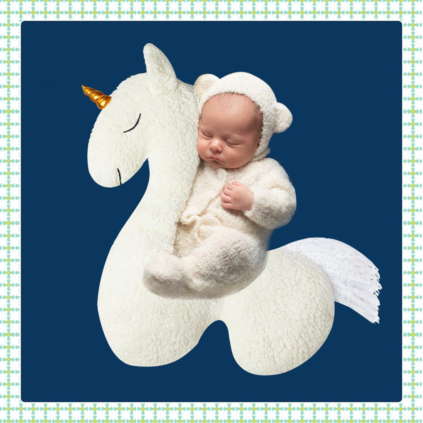 Baby Unicorn Posing Pillow Infant Photography Prop One-Horned Alpaca Photoshoot
