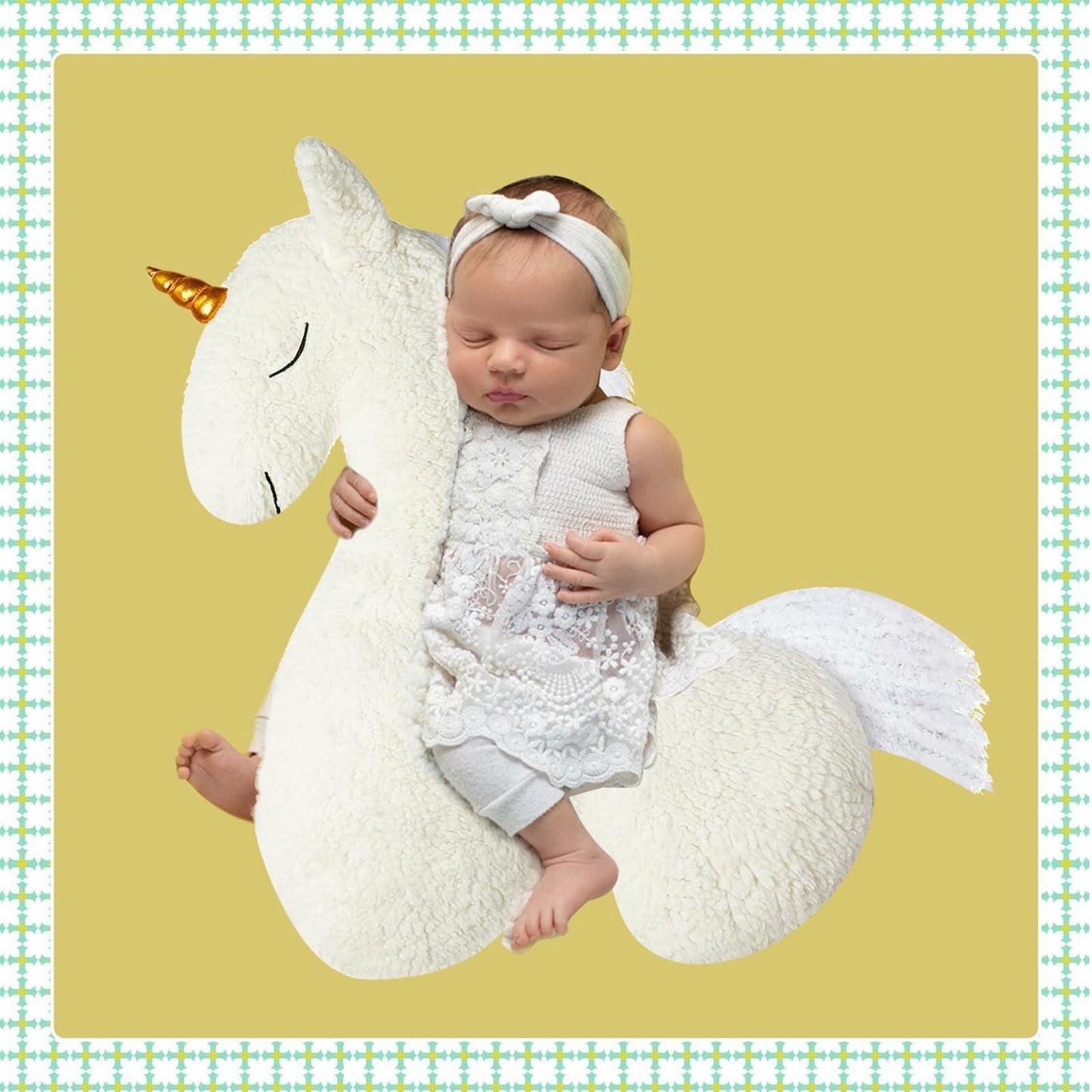 Baby Unicorn Posing Pillow Infant Photography Prop One-Horned Alpaca Photoshoot