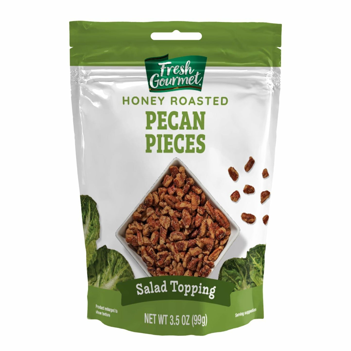 BestBy12/25 Fresh Gourmet Honey Roasted Pecan Pieces 3.5oz Crunchy Snack