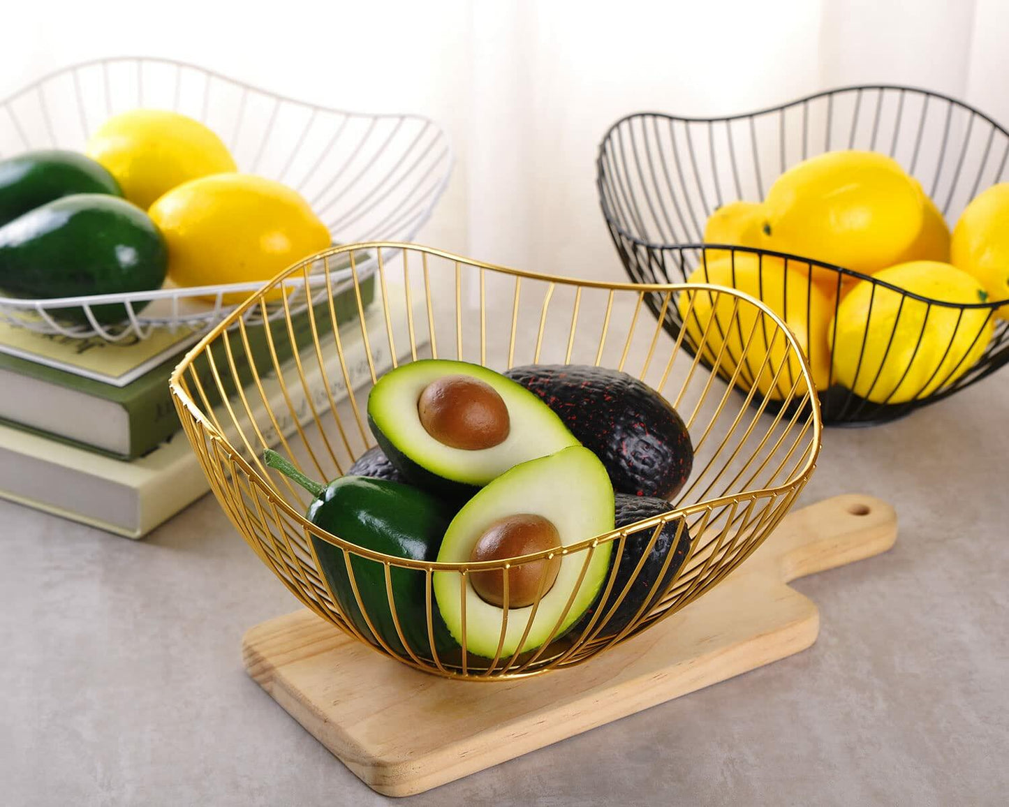 IBWell Metal Iron Wire Single Tier Dish Stand Basket Holder Gold