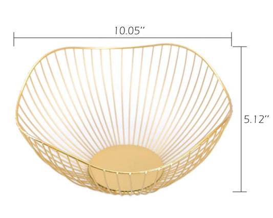 IBWell Metal Iron Wire Single Tier Dish Stand Basket Holder Gold