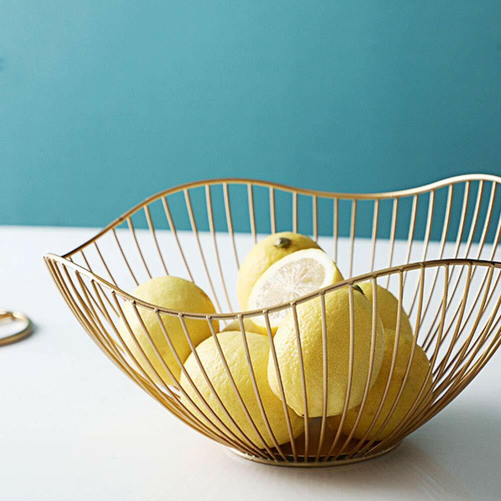 IBWell Metal Iron Wire Single Tier Dish Stand Basket Holder Gold