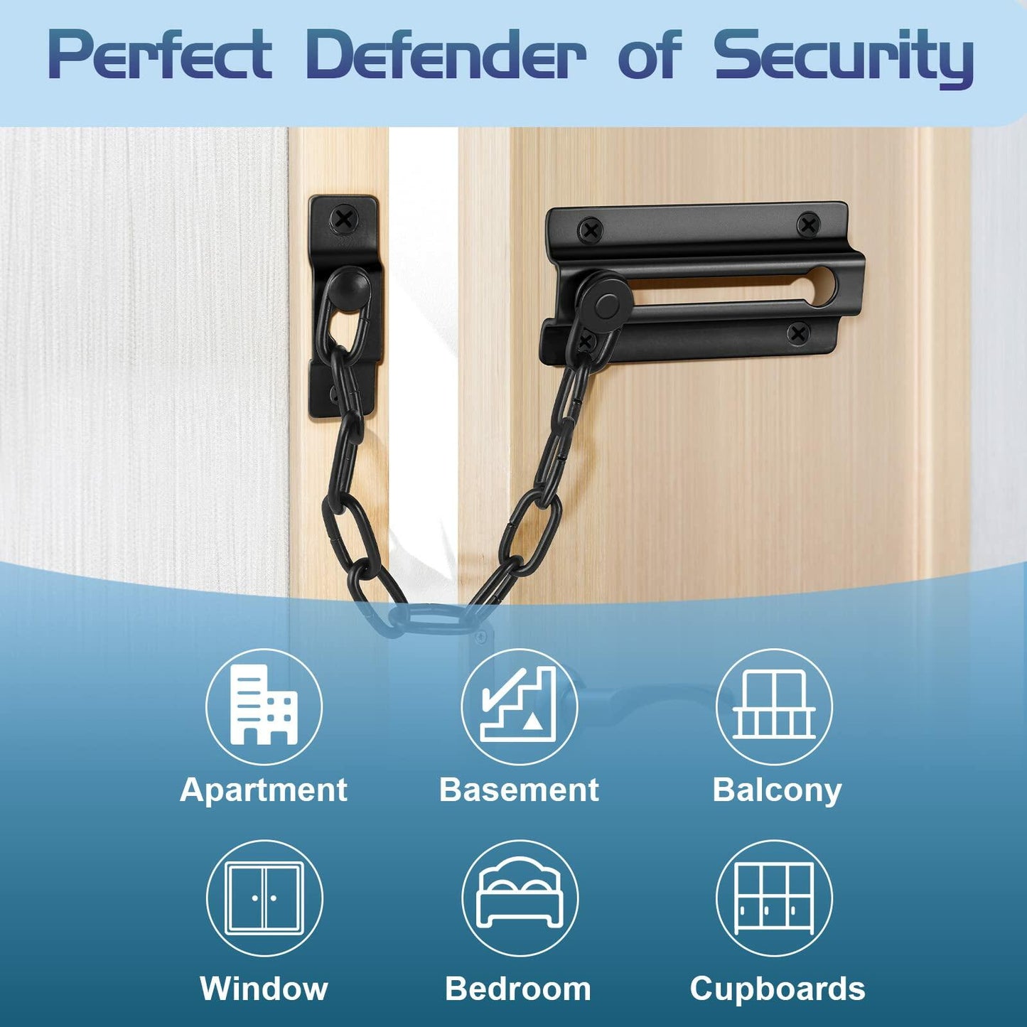 Door Chain Lock 2 Pack with 12 Screws, Sturdy Thickened Security Safety Locks