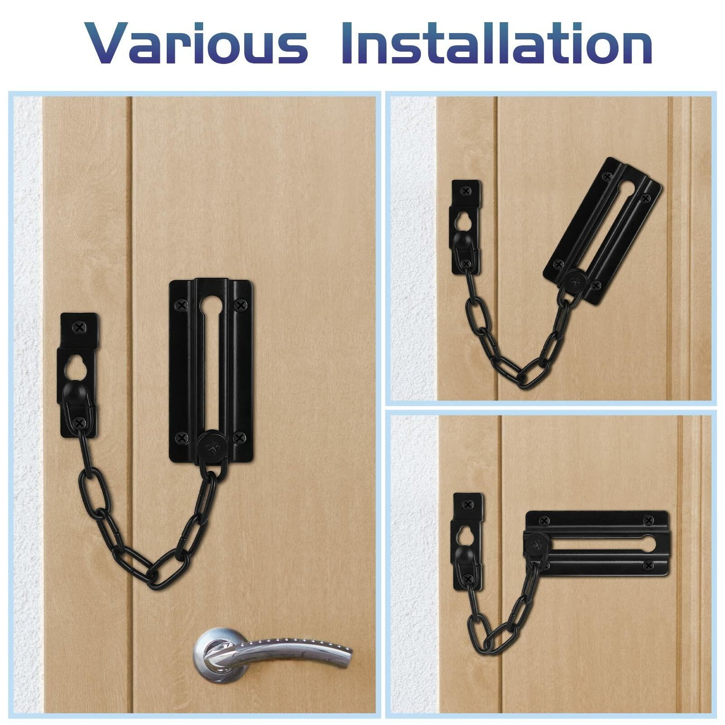Door Chain Lock 2 Pack with 12 Screws, Sturdy Thickened Security Safety Locks