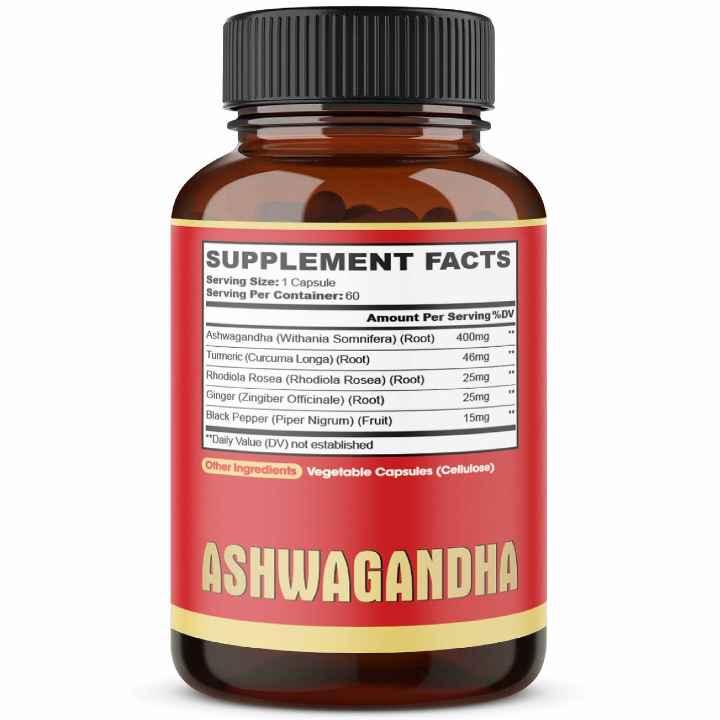 BestBy12/25 Ashwagandha 2 Pack 60 Caps 5in1 Formula Turmeric Rhodiola Black