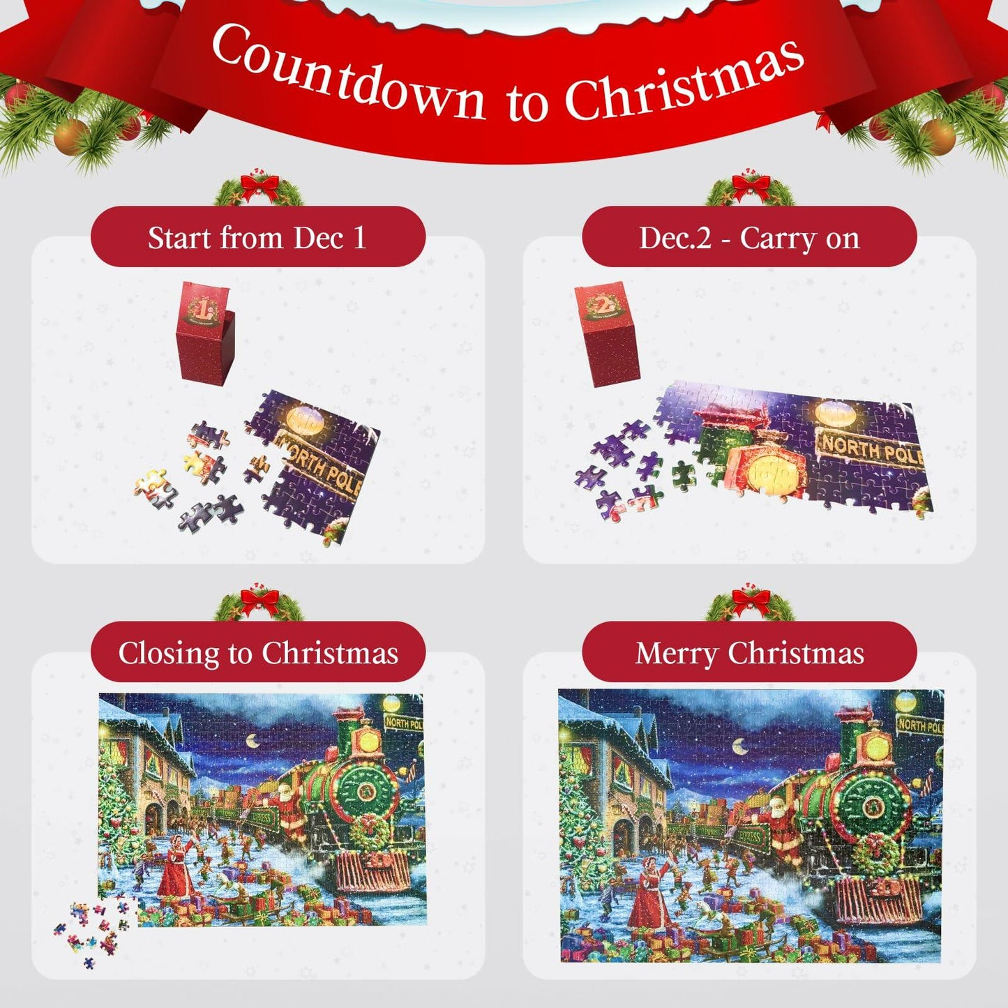 Advent Calendar Christmas Puzzle 1008pcs 24 Days Countdown