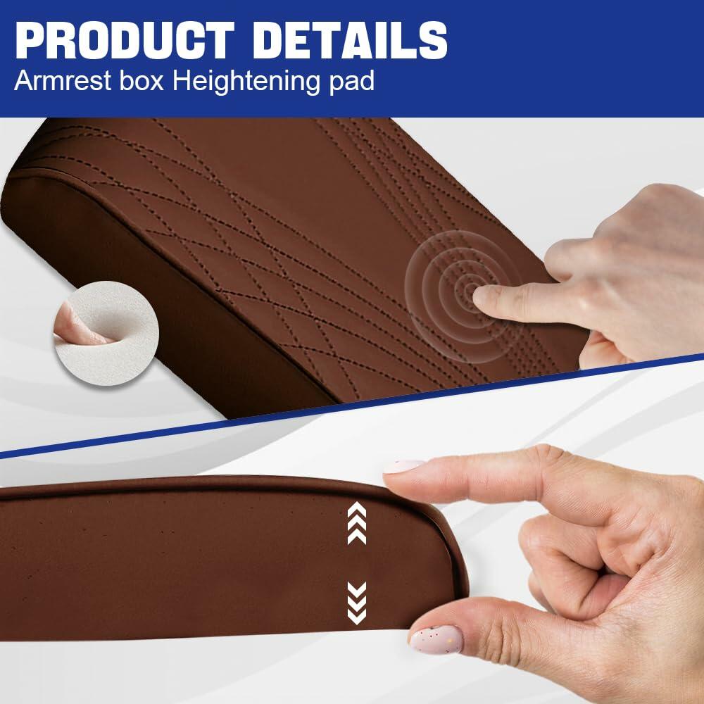 RGOAANC Car Console Armrest Cover Leather Memory Foam 12.6x8.5 Universal