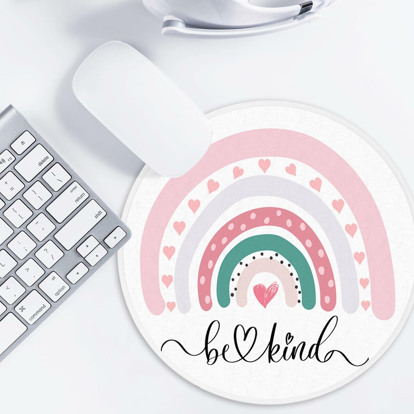 Be Kind Rainbow Round Mouse Pad 8.7in Non-Slip Rubber Base 2 Pack