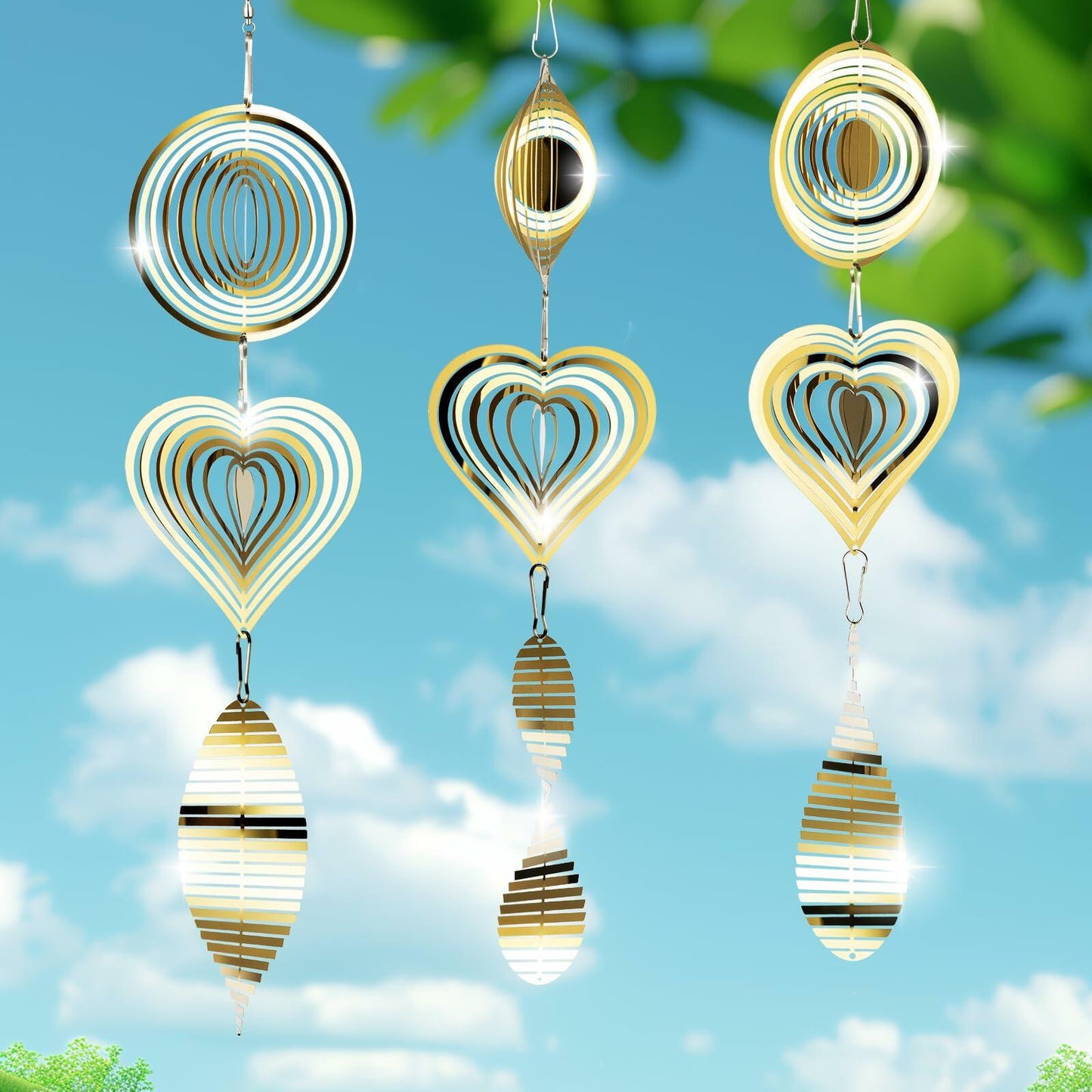 3D Metal Bird Scare Discs Set Double-Sided Reflectors Outdoor Garden Decor