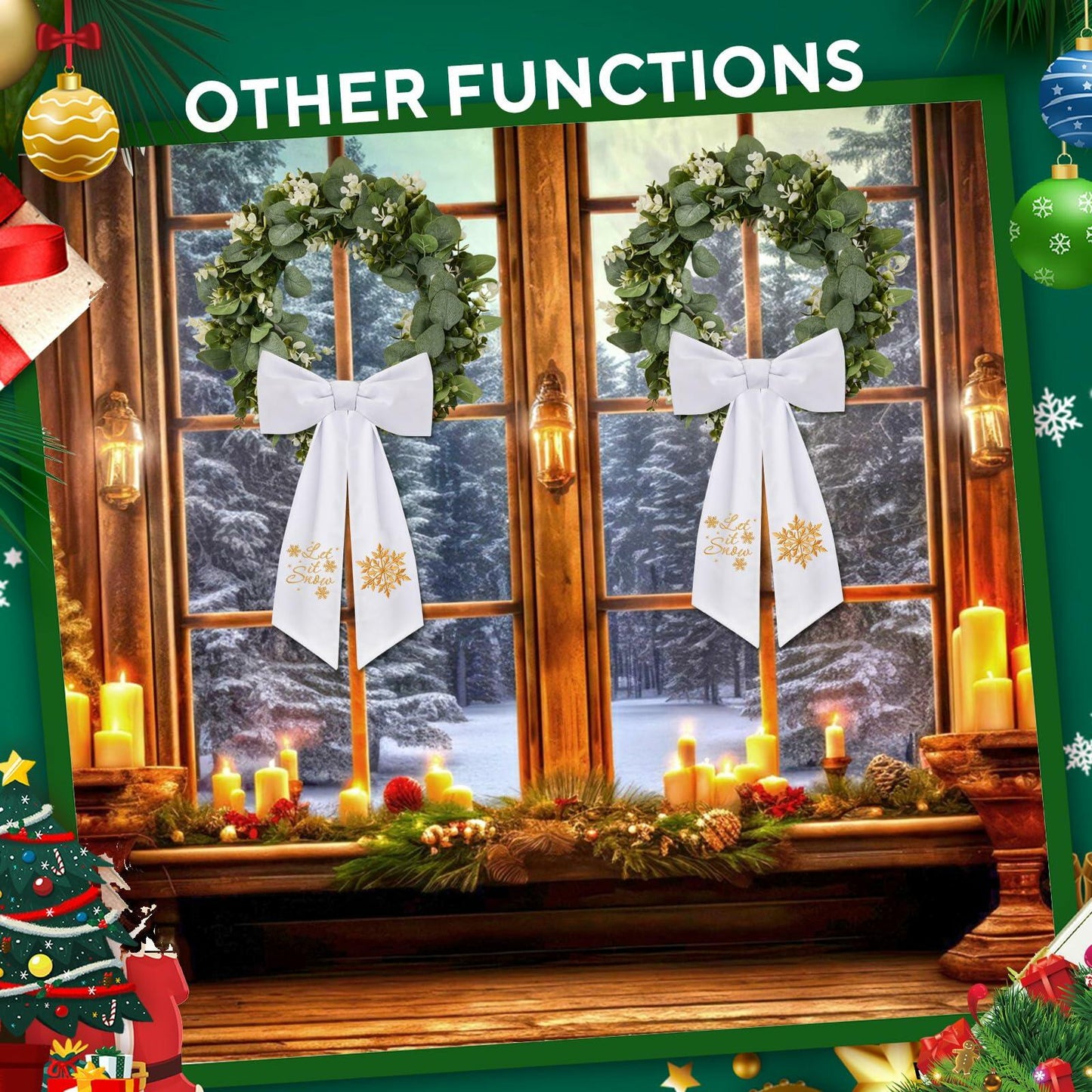 2 Pack Wreath Sash Boxwood Snowflake Christmas Garland Front Door Decor