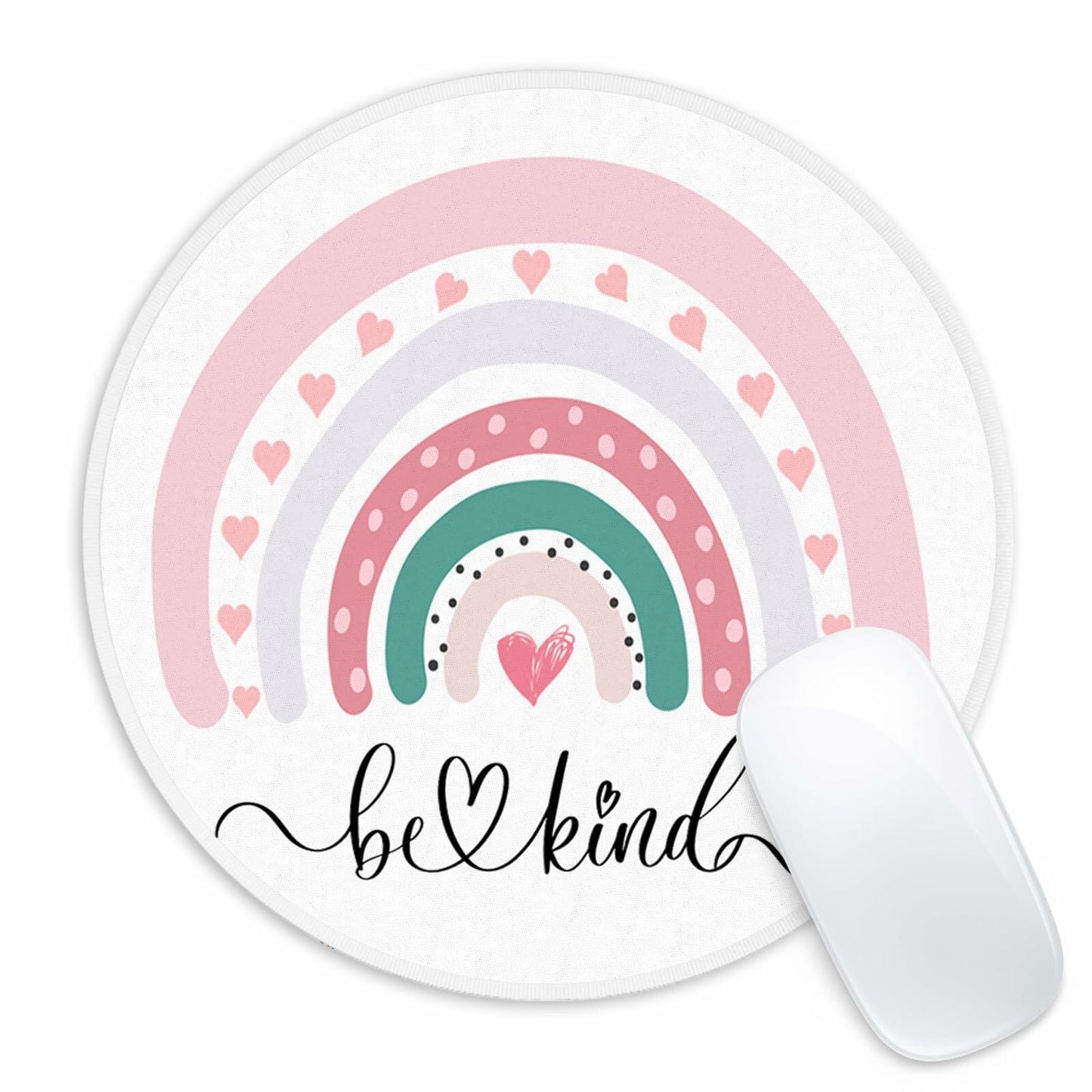 Be Kind Rainbow Round Mouse Pad 8.7in Non-Slip Rubber Base 2 Pack