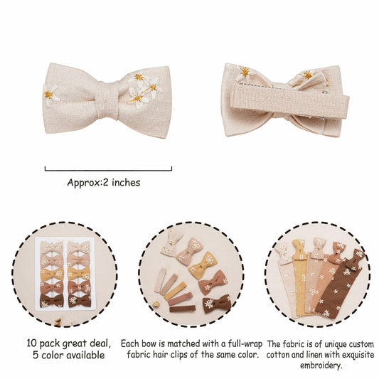 FANCY CLOUDS Baby Hair Clips 10 pcs Handmade Daisy Bows Barrettes Accessories