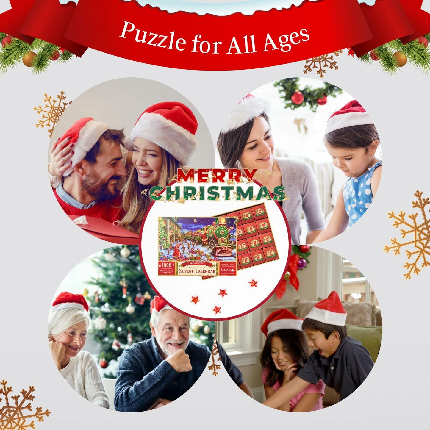 Advent Calendar Christmas Puzzle 1008pcs 24 Days Countdown